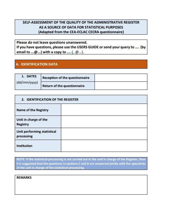 Questionnaire for Self-Assessment of the Quality of Administrative Records (SAQUAR)