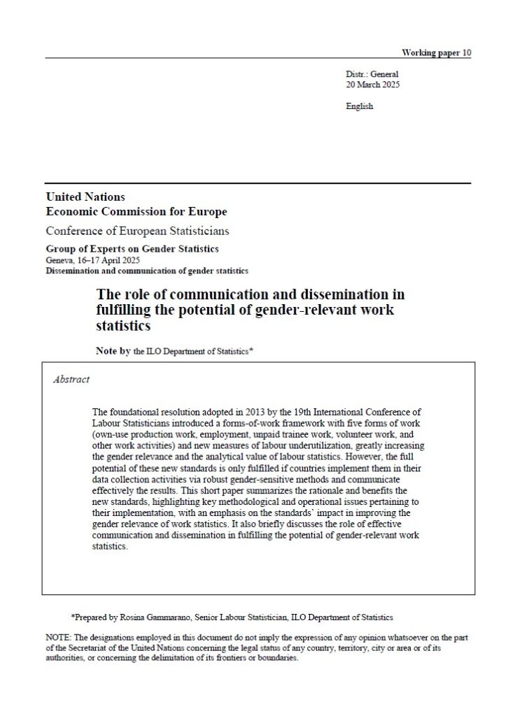 Working Paper 10 - UNECE ILO - Group of Experts on Gender Statistics